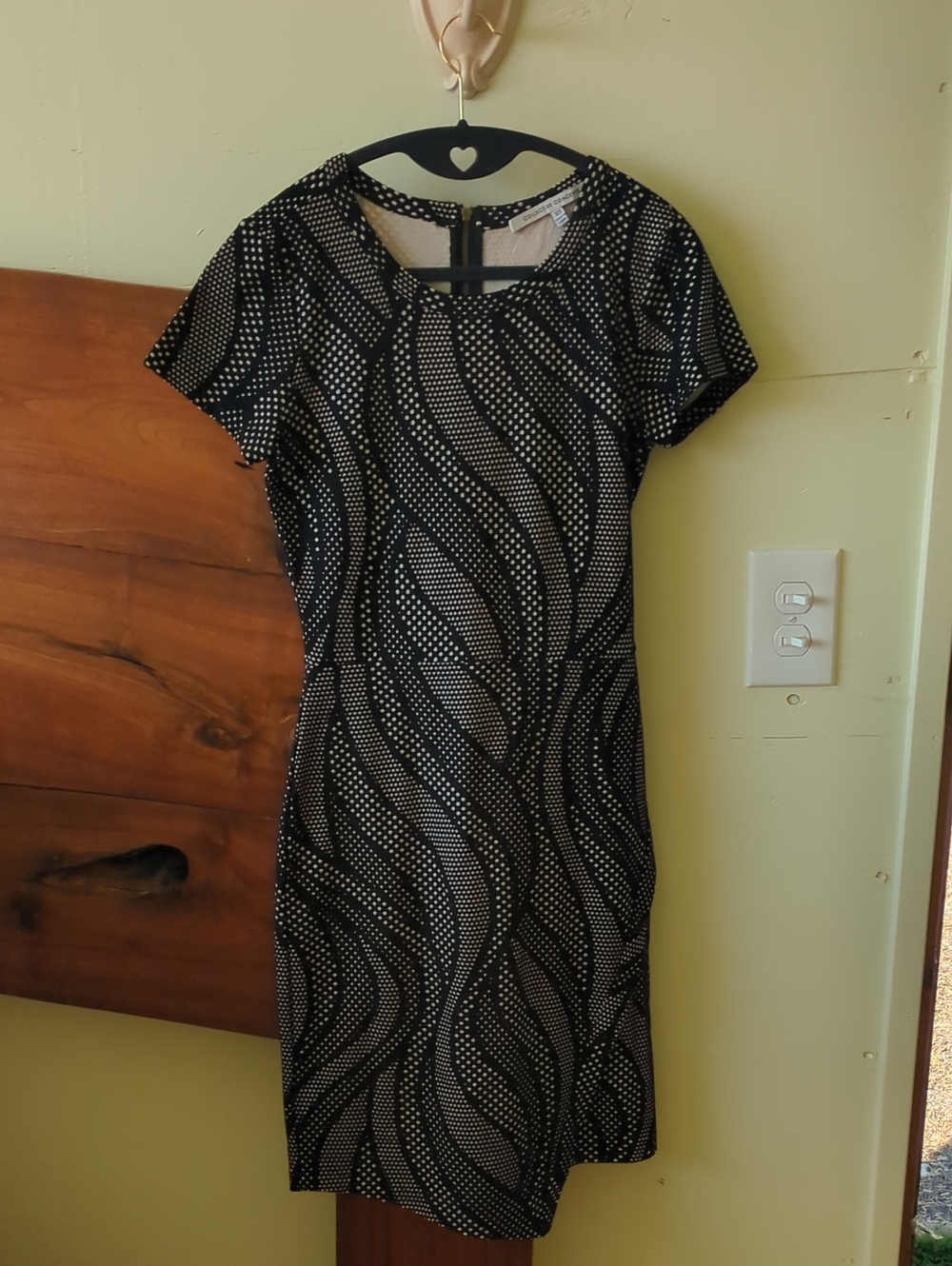 Collective Concepts Black and White Wave Dot Midi Dress
